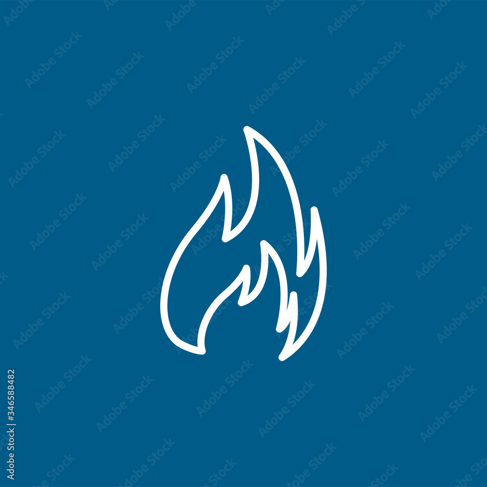Fire Line Icon On Blue Background. Blue Flat Style Vector Illustration Fire Line Icon On Blue Background. Blue Flat Style Vector Illustration