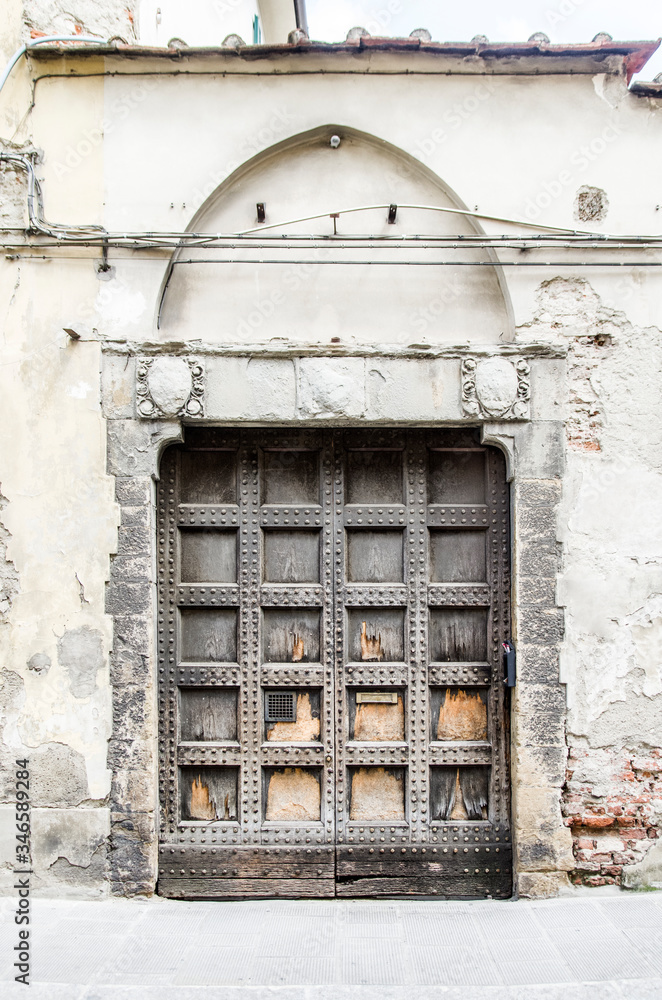 decorated and ancient door of historic building