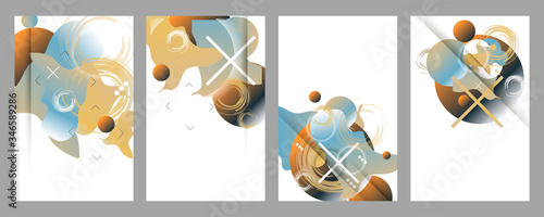 Abstract social media template art background. Futuristic vector illustration with circles on flat colored