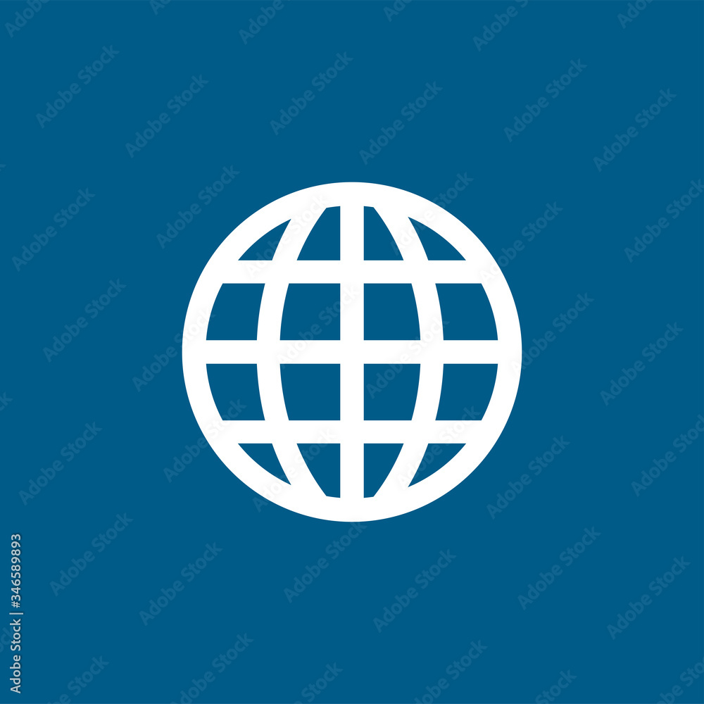 Globe Icon On Blue Background. Blue Flat Style Vector Illustration Globe Icon On Blue Background. Blue Flat Style Vector Illustration