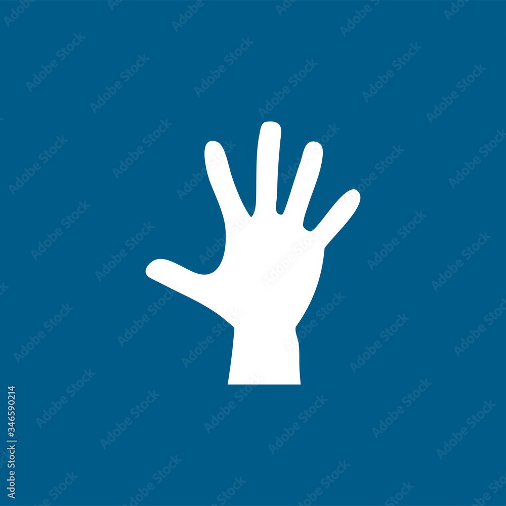 Fototapeta premium Hand Icon On Blue Background. Blue Flat Style Vector Illustration