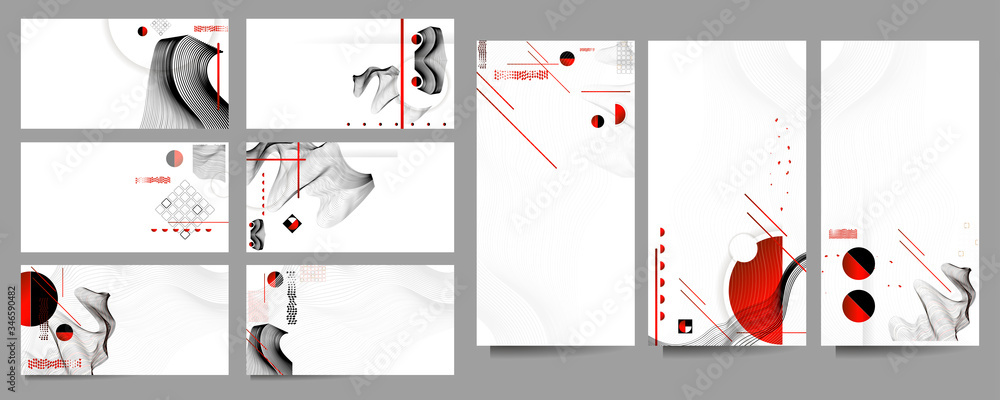 Naklejka Projekt plakatu Szablony w stylu japońskim ustawiają zaproszenia do linii abstrakcyjne tło dla broszury z teksturą okładki książki