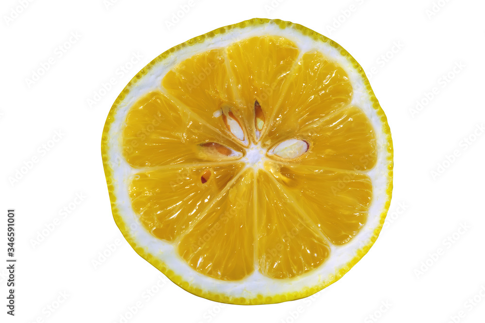 Sliced lemon isolate on a white background close-up. Sliced lemon isolate on a white background close-up.