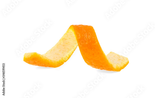 Orange zest isolated on a white background. Orange twist. photo