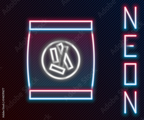 Glowing neon line Hard bread chucks crackers icon isolated on black background. Colorful outline concept. Vector Illustration