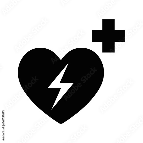 Heart defibrillator vector icon