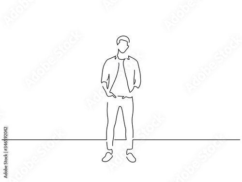 Full length people isolated line drawing, vector illustration design.