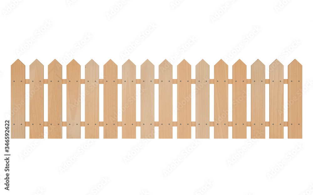Wooden white fence. Farm wood wall yard isolated on white background with clipping path, 3D rendering Wooden white fence. Farm wood wall yard isolated on white background with clipping path, 3D rendering