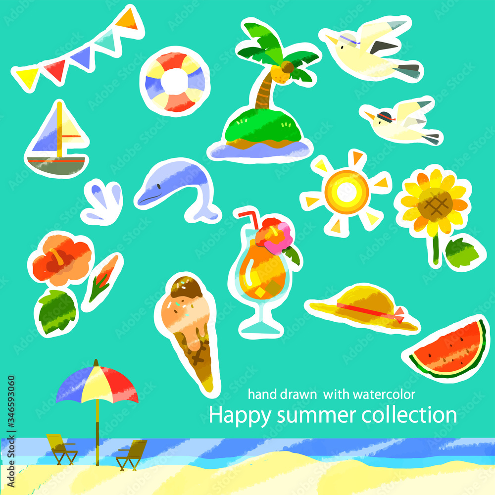 colorful summer item collection