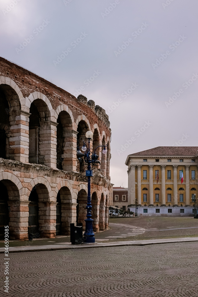 The Verona Arena. Roman amphitheater in Piazza Bra in Verona, Italy