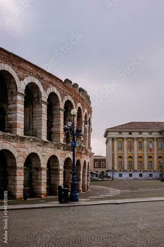 The Verona Arena. Roman amphitheater in Piazza Bra in Verona  Italy