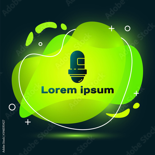 Black Antiperspirant deodorant roll icon isolated on black background. Cosmetic for body hygiene. Abstract banner with liquid shapes. Vector Illustration