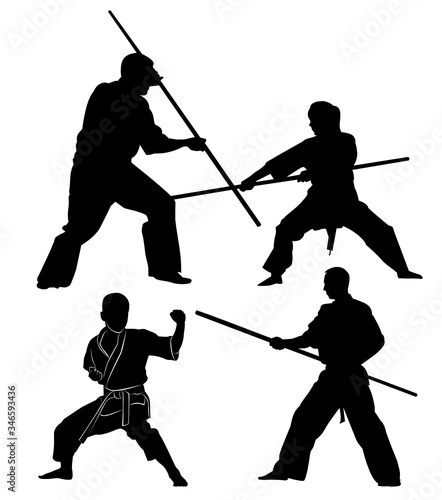 collection silhouette combative vector 	 
sports	