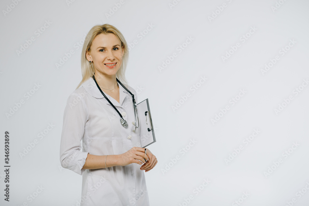 Smiling medical doctor. Isolated over white background Smiling medical doctor. Isolated over white background