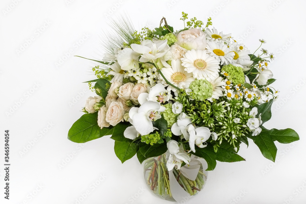 beautiful  bouquet in pastel colors of fresh flowers in a vase.