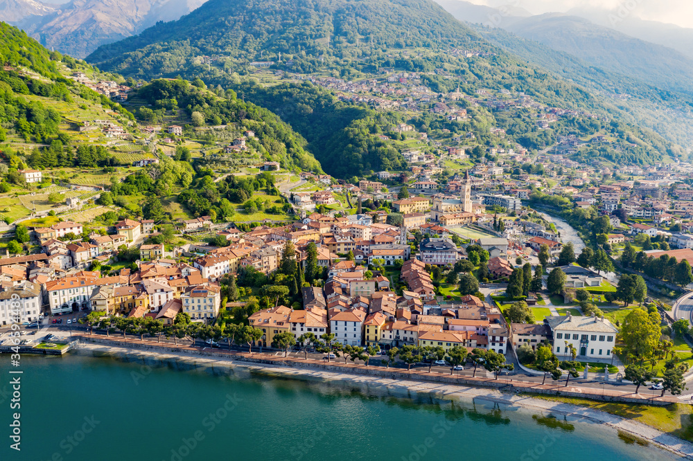 Domaso, Como Lake, Italy, aerial view