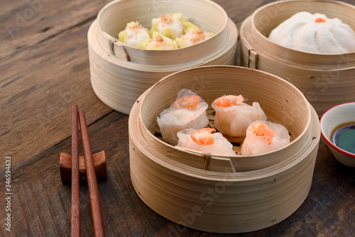 Delicious Cantonese Dim Sum on the Table, Tasty Chinese Food, Hong Kong Afternoon Tea, Canton Guangzhou Shenzhen, 