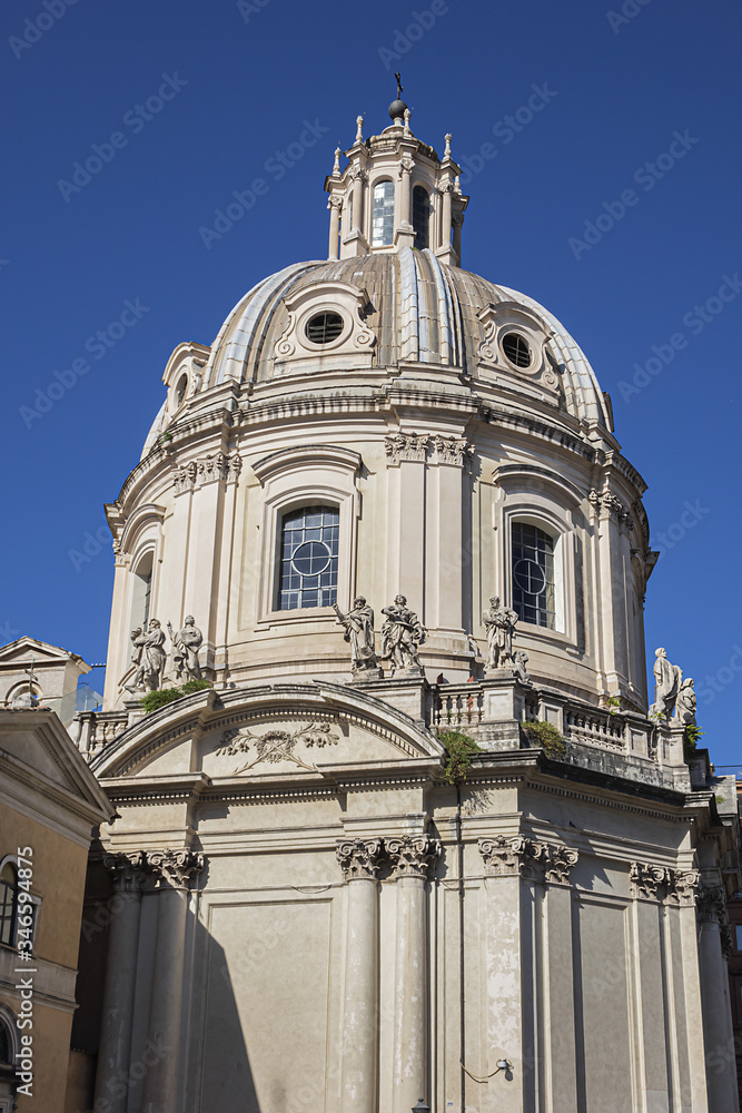 Church of the Most Holy Name of Mary (1751) at the Trajan Forum - Roman Catholic Church in Rome, Italy.