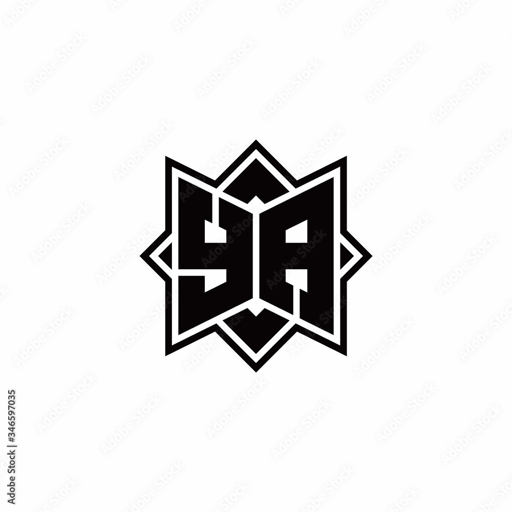 YA monogram logo with square rotate style outline YA monogram logo with square rotate style outline