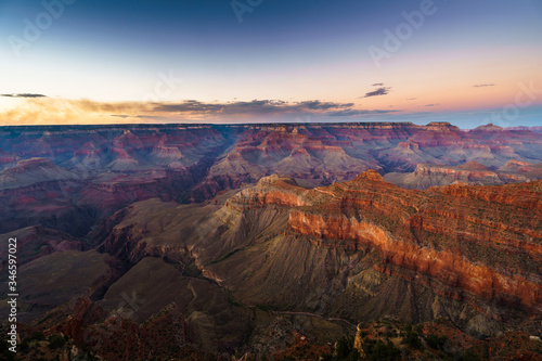 Grand Canyon, Arizona, USA. Sunset view of South Rim from Mather Point. © Diego