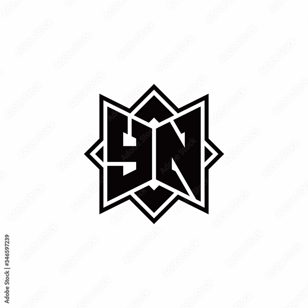 YN monogram logo with square rotate style outline YN monogram logo with square rotate style outline