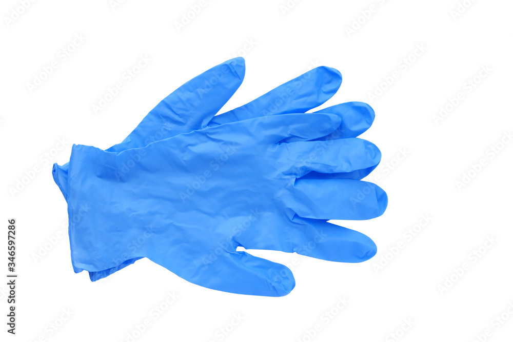 Blue medical gloves isolated on white background