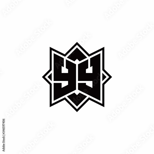 YY monogram logo with square rotate style outline
