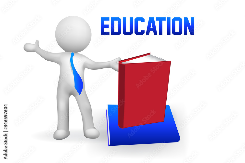 3d Small white people education books vector image 3d Small white people education books vector image