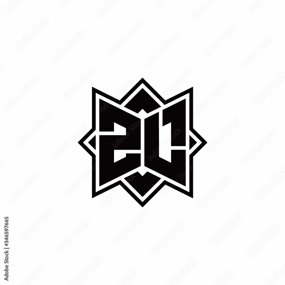 ZL monogram logo with square rotate style outline