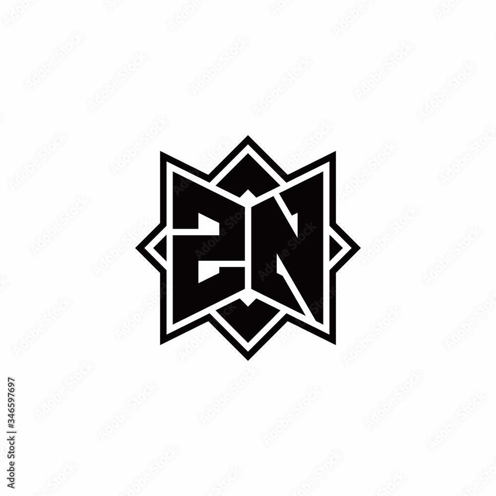 ZN monogram logo with square rotate style outline