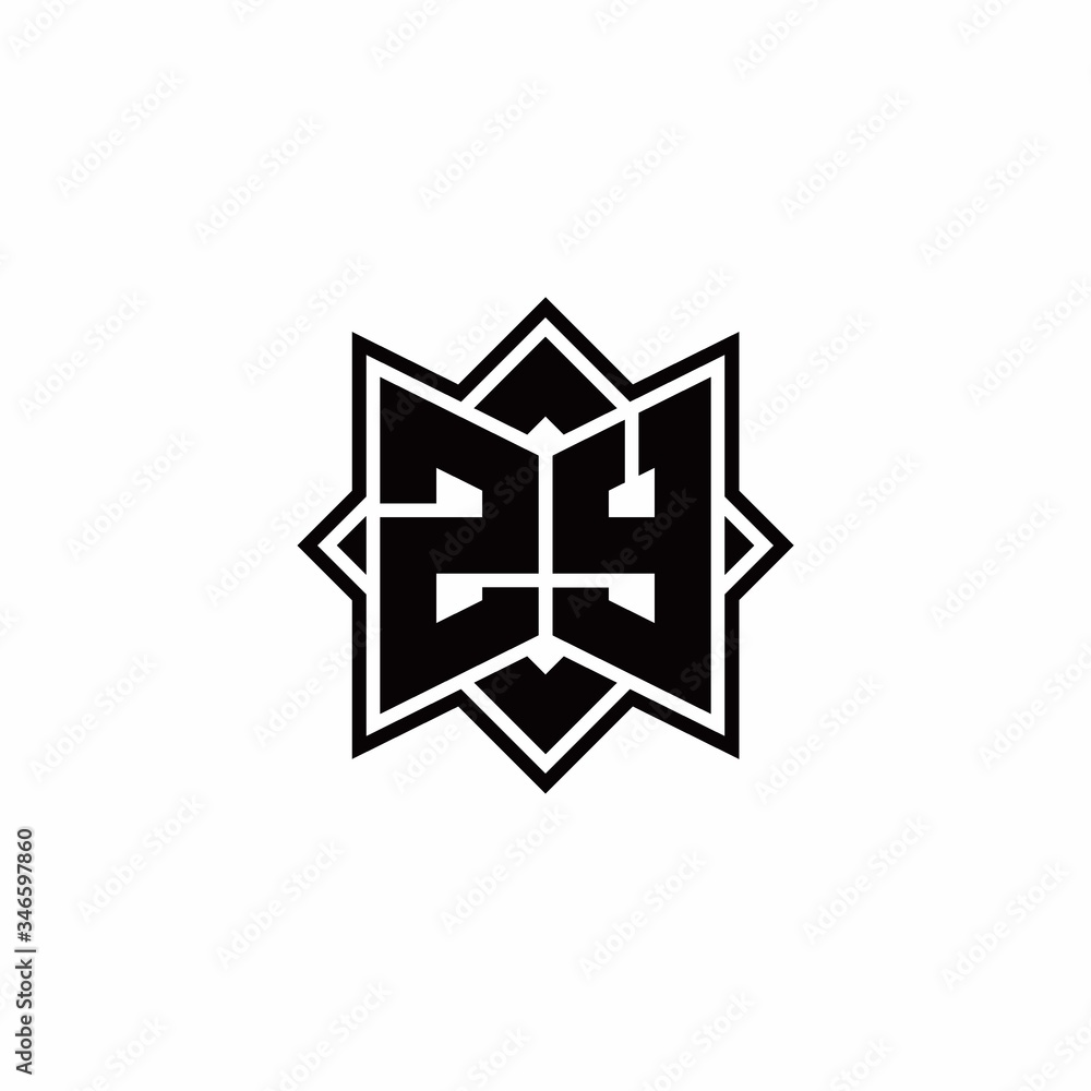 ZY monogram logo with square rotate style outline