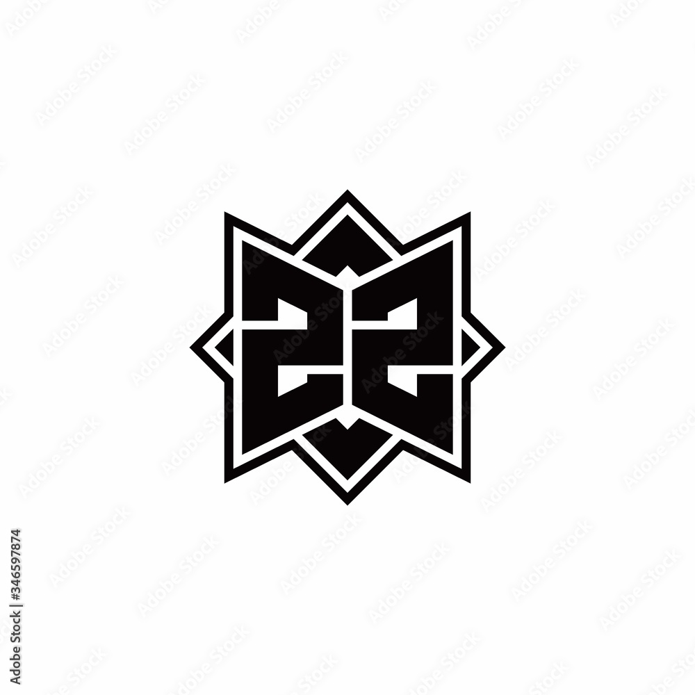 ZZ monogram logo with square rotate style outline ZZ monogram logo with square rotate style outline
