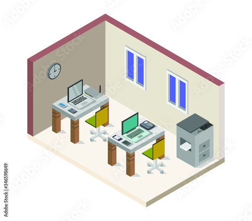 isometric office room