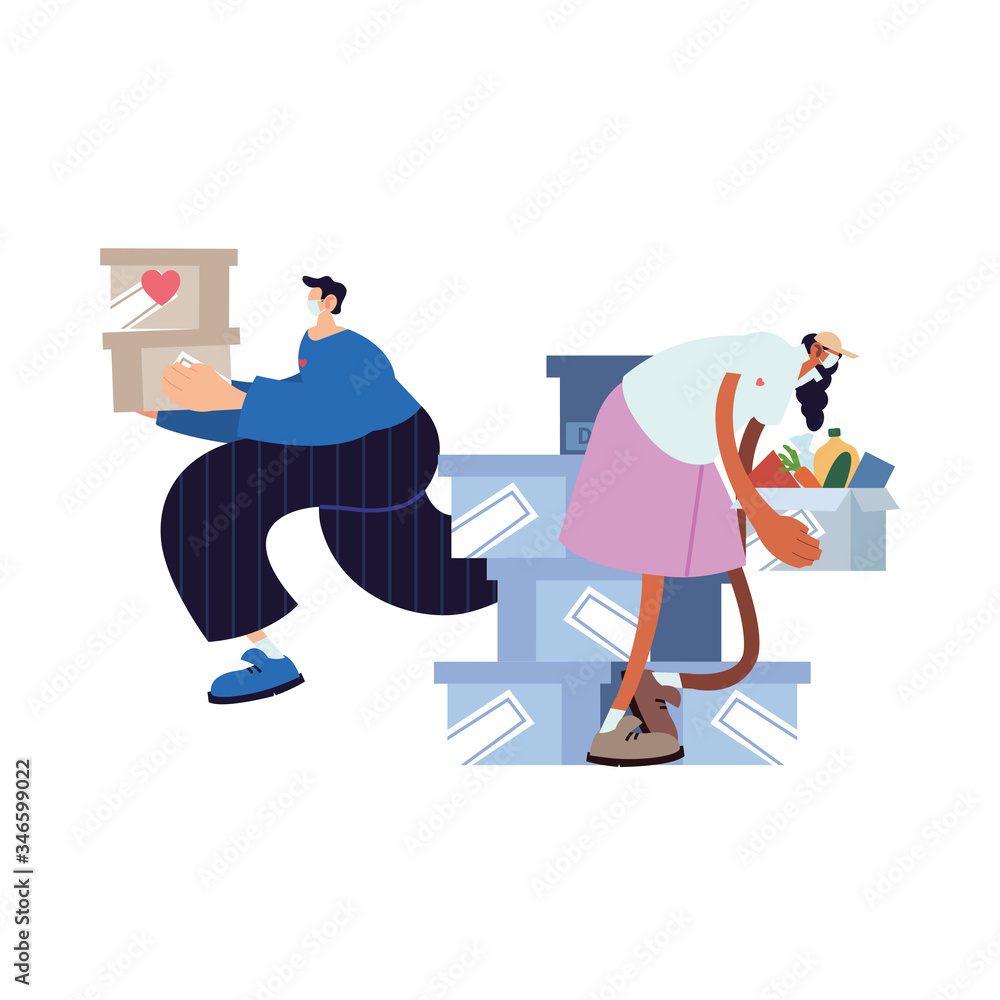 delivery men on the way to the customer with face mask delivery men on the way to the customer with face mask
