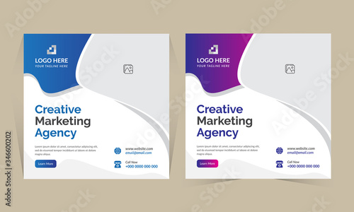 Unique social media template design for creative agency