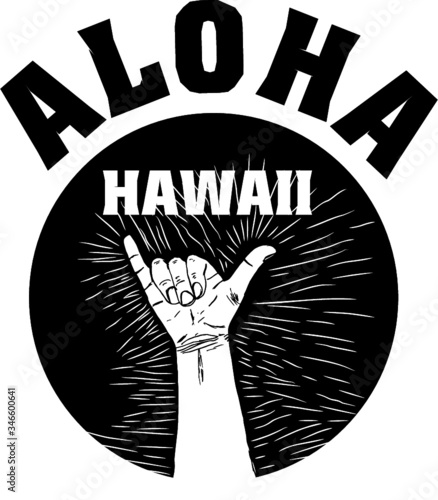 Aloha shaka print and embroidery graphic design vector art