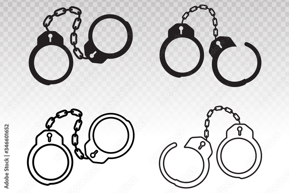 Police handcuffs flat icon a transparent background Police handcuffs flat icon a transparent background