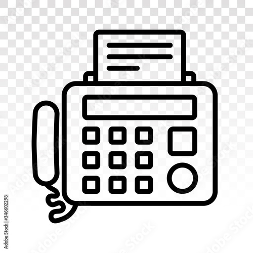 Fax machine line art icons on a transparent background