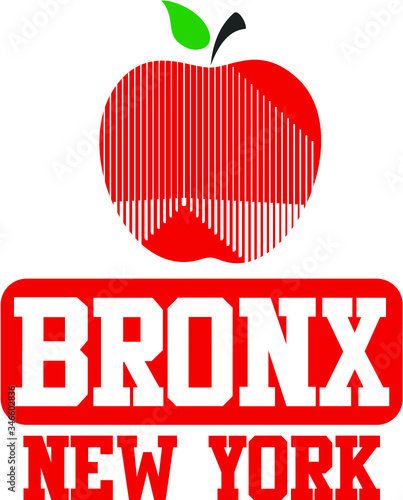 New york red big apple print embroidery design vector art