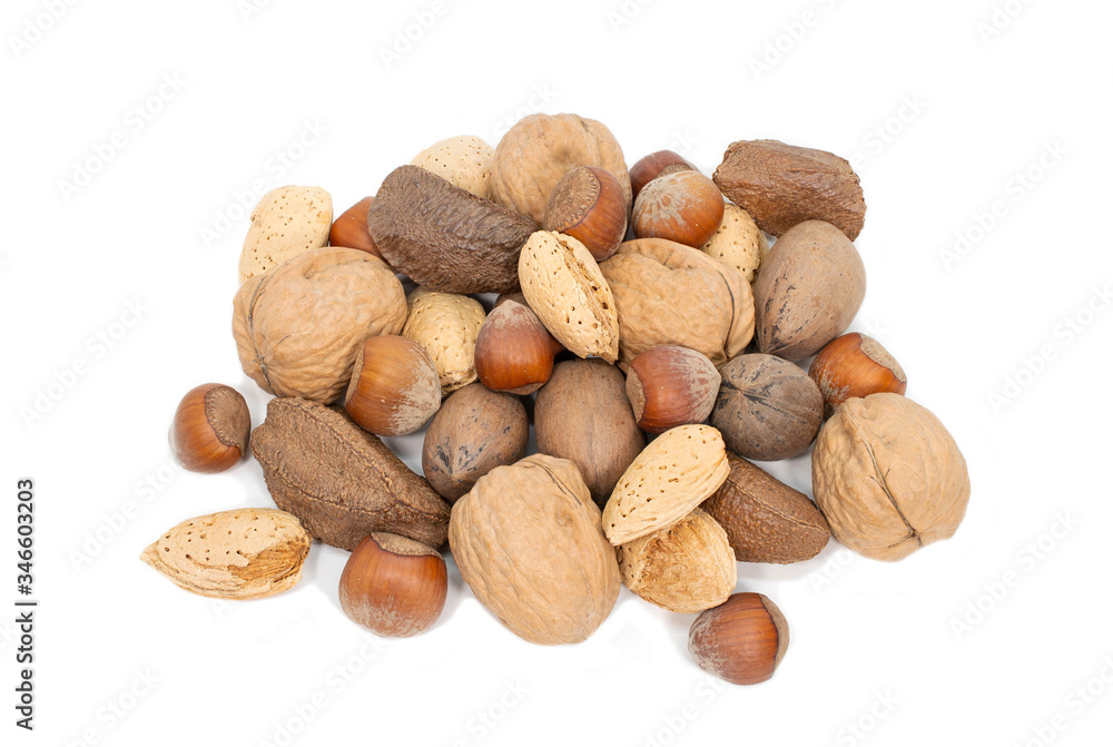 Mixed nuts on white background. Mixed nuts on white background.