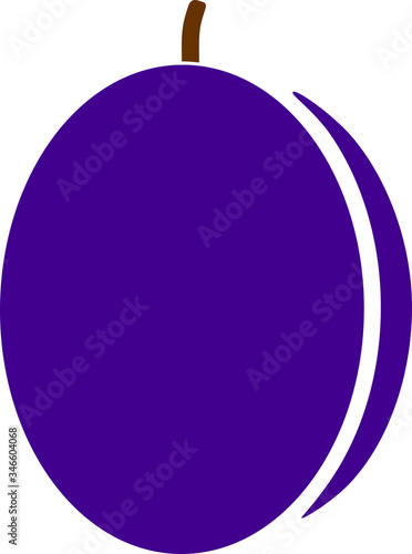Ripe blue plum in flat style