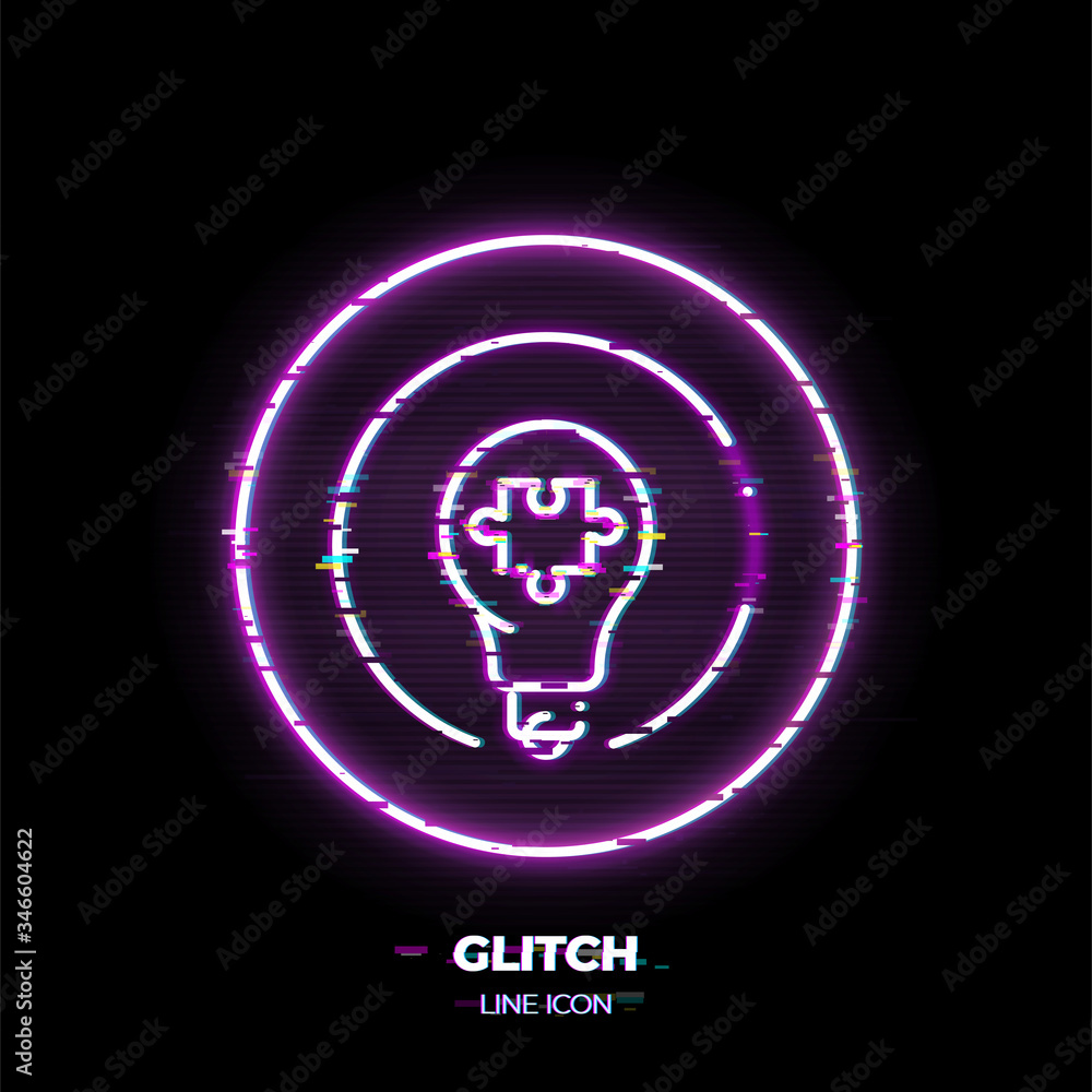 Fotografie Lightbulb with puzzle piece line art vector icon
