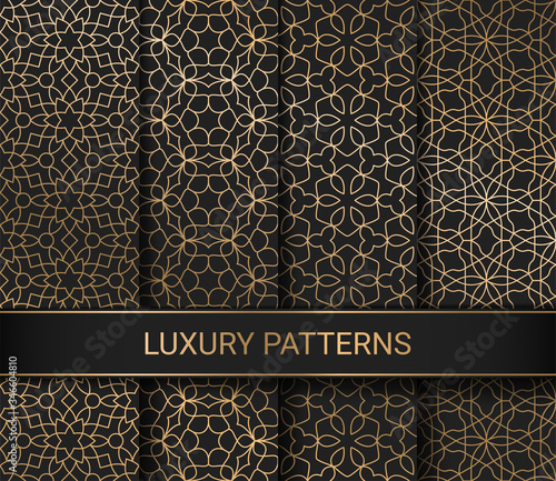 Set of luxury seamless patterns artwork, vector illustration