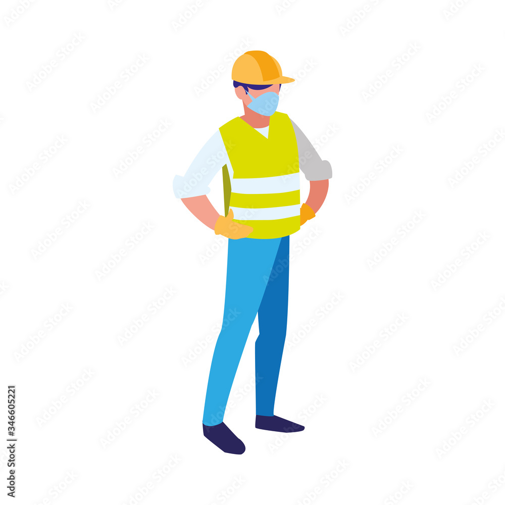 industrial worker man working with face mask