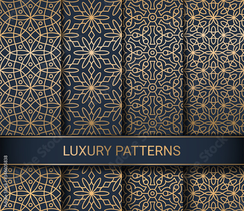 Set of luxury seamless patterns artwork, vector illustration