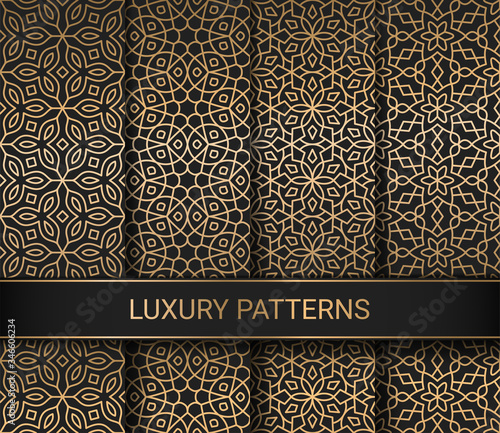 Set of luxury seamless patterns artwork, vector illustration