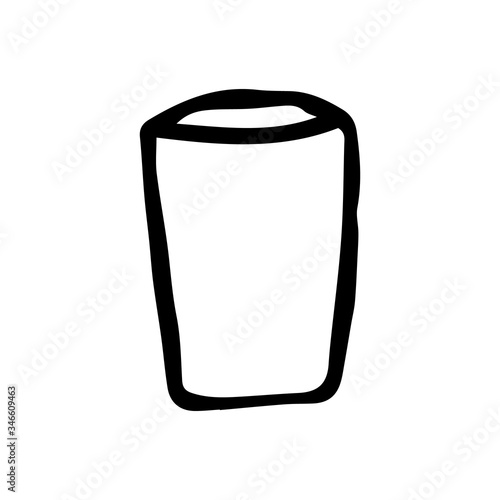 Hand-drawn glass on white isolated background, vector illustration. Sketch an empty glass. Doodle style.