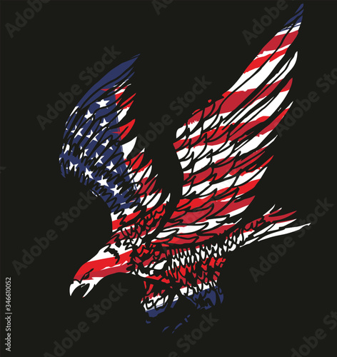 American flag eagle print and embroidery graphic design vector art