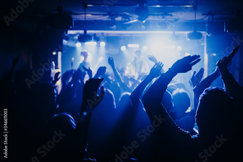 silhouette of a concert crowd