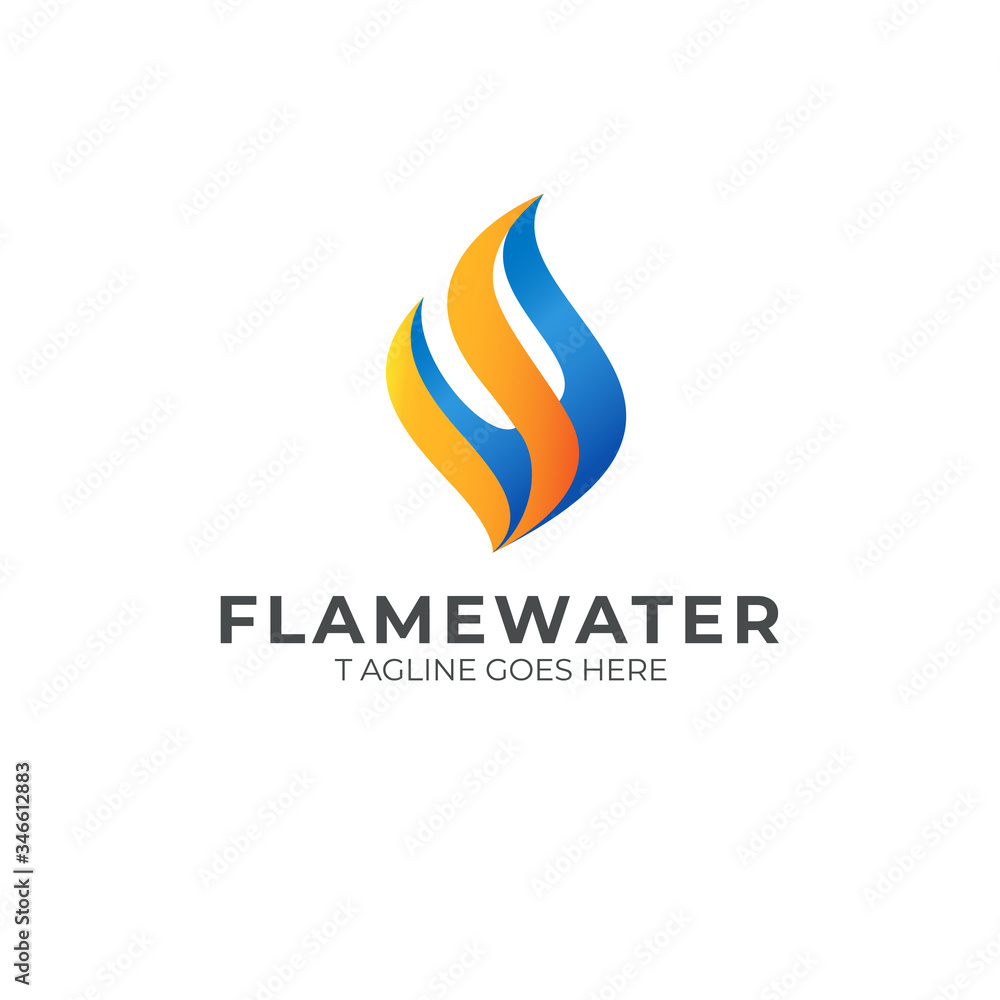 Flame Logo Vector Icon Template. Creative Flame Water Modern Logo Design. Fire Logo with a Water Shape  Awesome Element for Company.